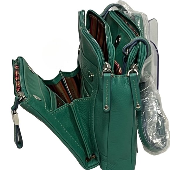 TIGNANELLO Green Leather Crossbody Bag NWT - Picture 4 of 15